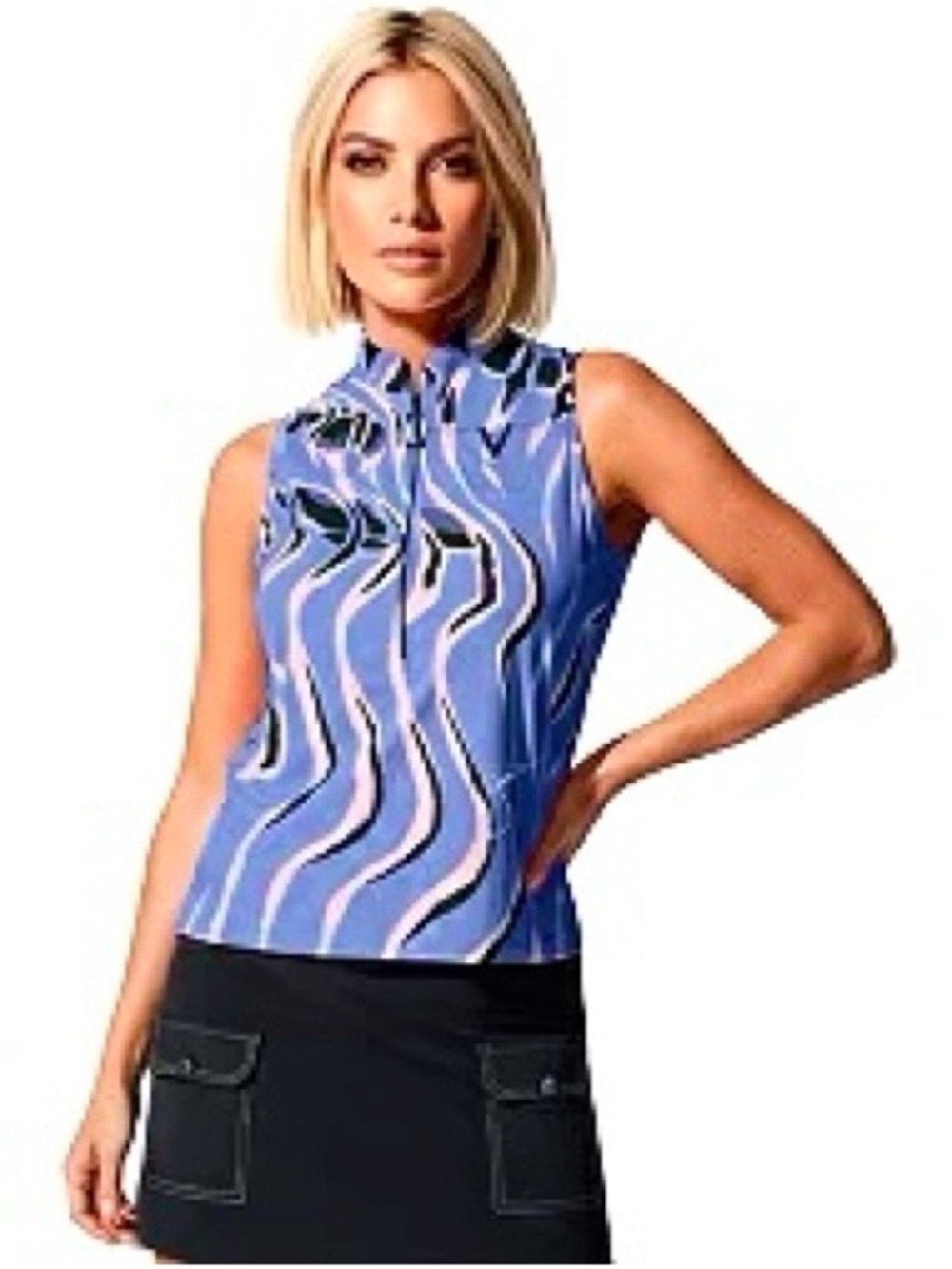 Jamie Sadock Palm Wave Sleeveless Golf Top